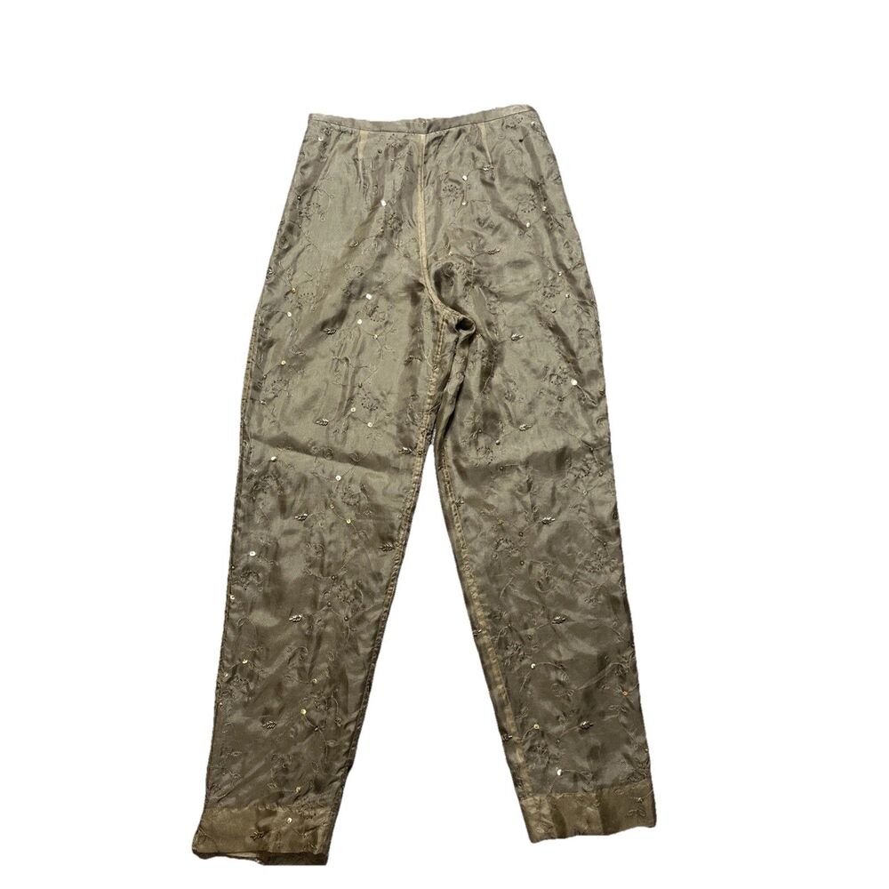 Vintage Valerie Stevens Silk Sequin Pants Women’s 6 Ethereal High Waist Fitted